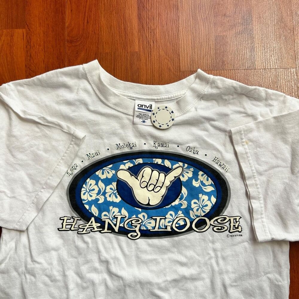 Hang Loose Shaka Hawaiian surfwear surf y2k vtg 00s graphic t shirt